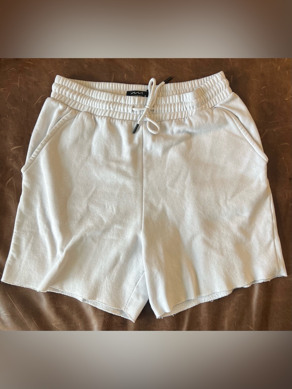 Factorie Women's Cream Elastic Waist Athletic Shorts